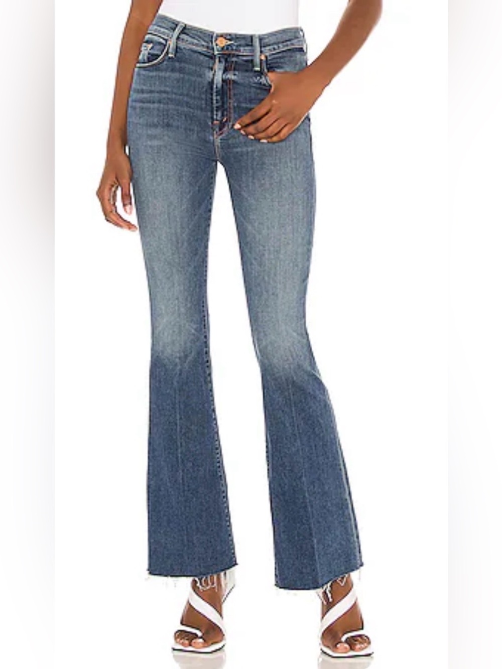 EUC Mother the Hustler Ankle Fray Jeans in Walking on Coals